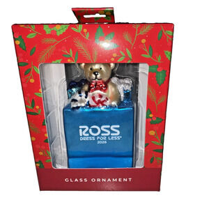 Ross Dress For Less Tidings Bear Christmas Blue Shopping Bag Presents Ornament